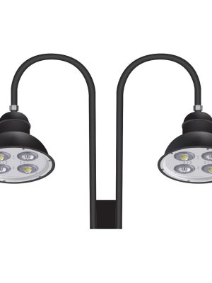 Two 63 Watt 18 Inch Architectural Gooseneck LED Light Fixtures on Double Arm