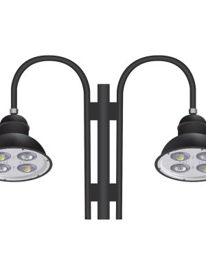 Two 63 Watt 22 Inch Architectural Gooseneck LED Light Fixtures on Double Arm