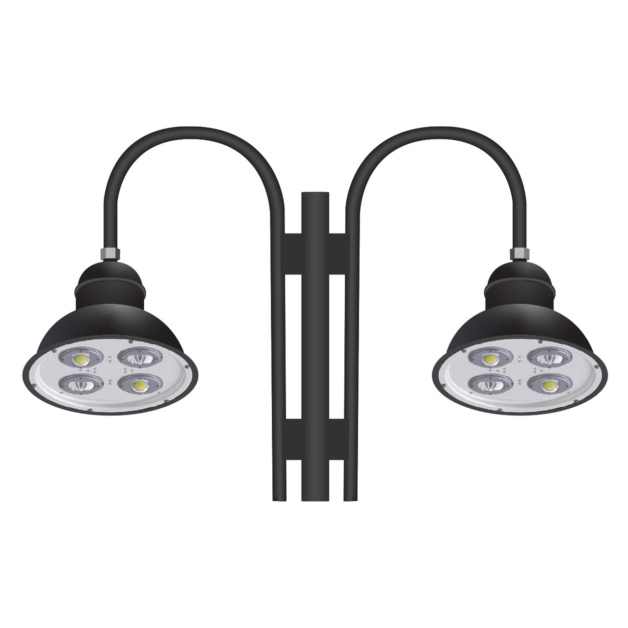 PTDM82D__93906.1667609003.jpg Two 63 Watt 22 Inch Architectural Gooseneck LED Light Fixtures on Double Arm