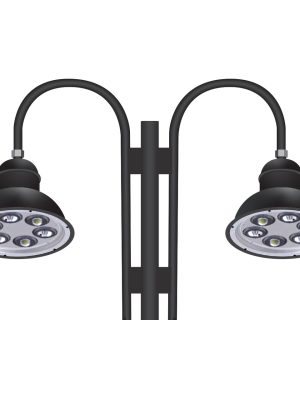 Two 92 Watt 22 Inch Architectural Gooseneck LED Light Fixtures on Double Arm