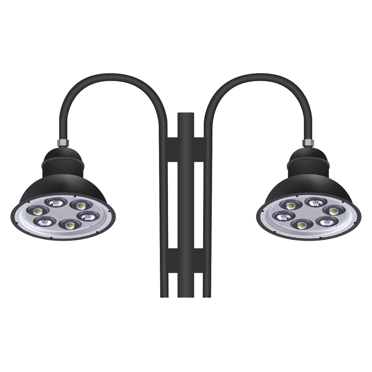 PTDM126D__35781.1667608537.jpg Two 92 Watt 22 Inch Architectural Gooseneck LED Light Fixtures on Double Arm