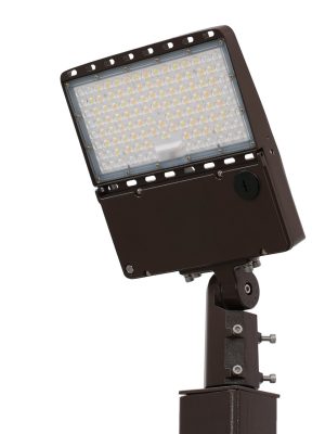 Light Pole Kit with Single Adjustable LED Area Light, Selectable Wattage 80/100/120/150 & Color Temperature, 10-25 Foot Pole Height Options