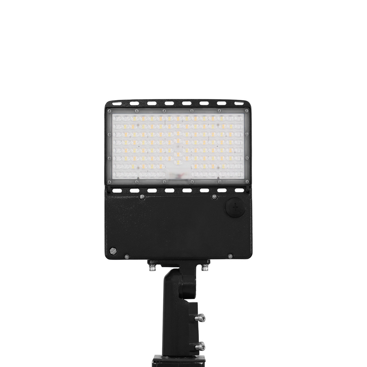 BLK_Head_on_SmallLight1_copy_2__70708.1751473562.jpg Light Pole Kit with Single Adjustable LED Area Light, Selectable Wattage 80/100/120/150 & Color Temperature, 10-25 Foot Pole Height Options