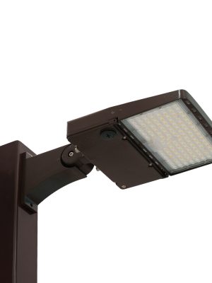 Light Pole Kit with Single LED Area Light,  Selectable Wattage 80/100/120/150 & Color Temperature, 10-25 Foot Pole Height Options