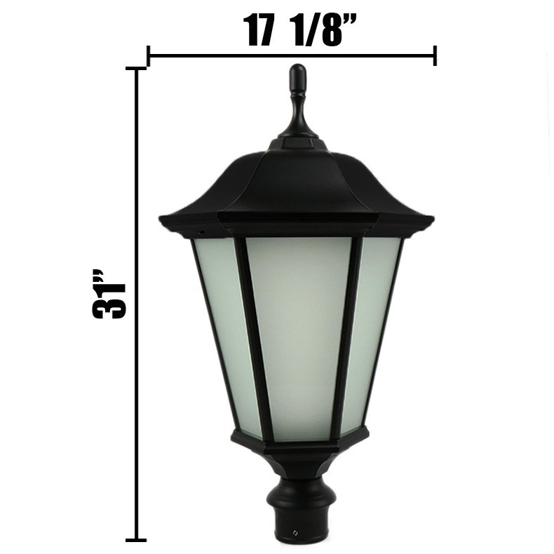 led_lantern_light_economy_side_dimensions_1__90752.1622621141.jpg Worthington LED Light Pole Kit with Lantern Fixture 3 Inch Diameter Light Pole - Direct Burial