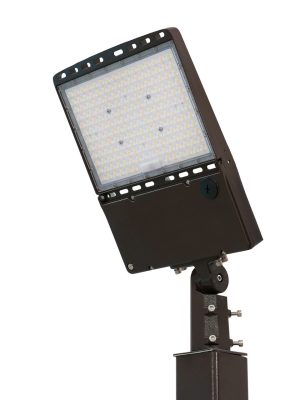 Light Pole Kit with Single Adjustable LED Area Light, Selectable Wattage 150/200/240/300 & Color Temperature, 20-30 Foot Pole Height Options