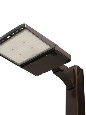 Light Pole Kit with Single LED Area Light, Selectable Wattage 150/200/240/300 & Color Temperature, 20-30 Foot Pole Height Options