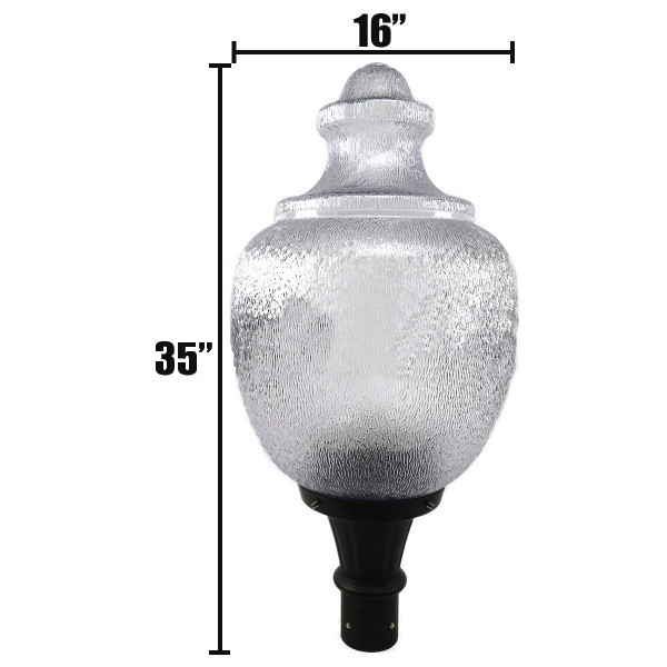 acorn_light_standard_led_front_dimensions_18_5__95721.1622621574.jpg Windsor LED Light Pole Kit with Standard Acorn Fixture 3 Inch Diameter Light Pole - Direct Burial
