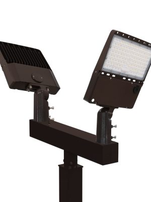 Light Pole Kit with Two Adjustable LED Lights, Selectable Wattage 80/100/120/150 & Color Temperature, 10-25 Foot Pole Height Options