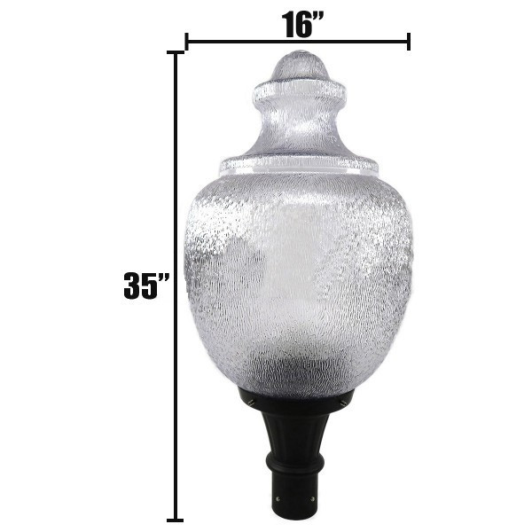 acorn_light_standard_led_front_dimensions_18_6_3__24510.1622630744.jpg Windsor LED Light Pole Kit with Standard Acorn Fixture 4 Inch Diameter Light Pole - Direct Burial