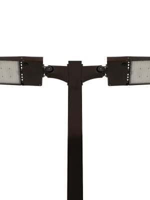 Light Pole Kit with Two LED Area Lights, Selectable Wattage 150/200/240/300 & Color Temperature, 20-30 Foot Pole Height Options