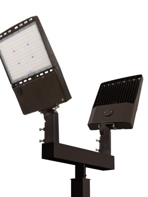 Light Pole Kit with Two Adjustable LED Light, Selectable Wattage 150/200/240/300 & Color Temperature, 20-30 Foot Pole Height Options