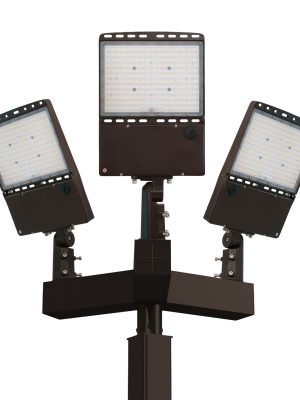 Light Pole Kit with Three Adjustable LED Lights, Selectable Wattage 150/200/240/300 & Color Temperature, 20-30 Foot Pole Height Options