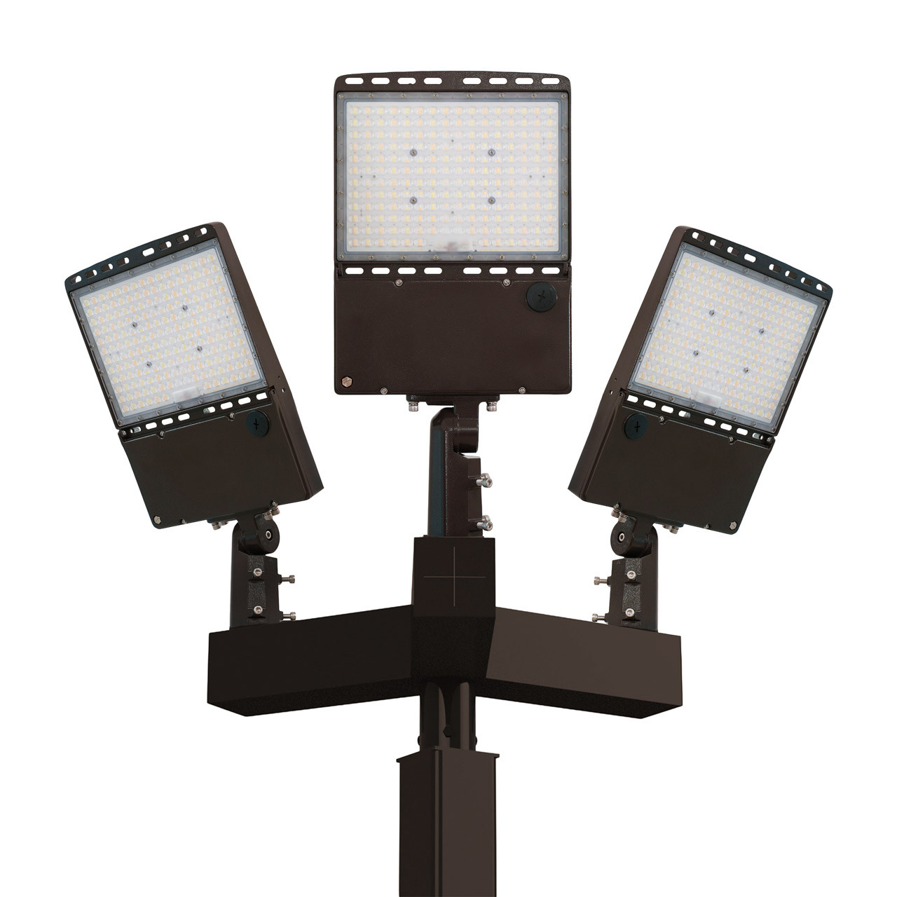 14-shoebox-SF-large__95630.1751471411.jpg Light Pole Kit with Three Adjustable LED Lights, Selectable Wattage 150/200/240/300 & Color Temperature, 20-30 Foot Pole Height Options