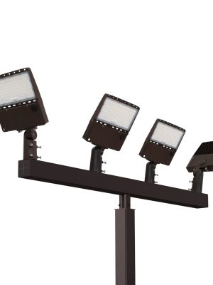 Light Pole Kit with Four Adjustable LED Lights, Selectable Wattage 80/100/120/150 & Color Temperature, 10-25 Foot Pole Height Options