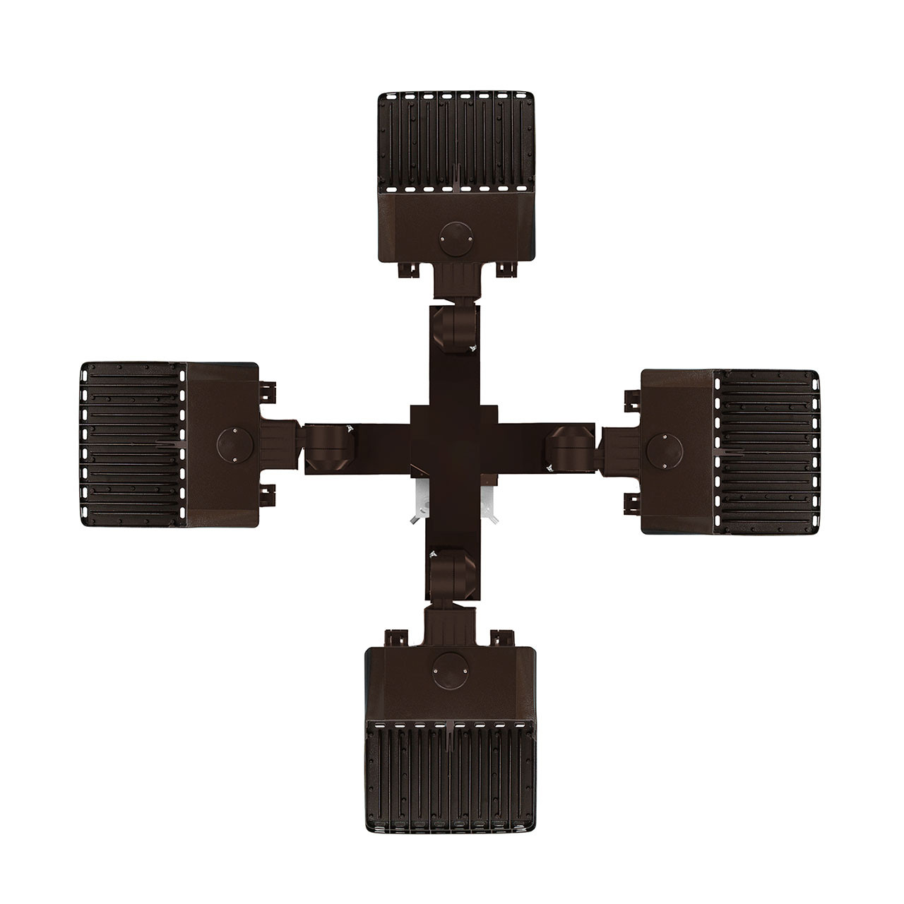 Light Pole Kit with Four Adjustable LED Lights, Selectable Wattage 80/100/120/150 & Color Temperature, 10-25 Foot Pole Height Options