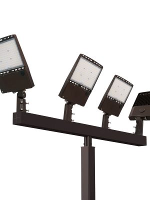 Light Pole Kit with Four Adjustable LED Lights, Selectable Wattage 150/200/240/300 & Color Temperature, 20-30 Foot Pole Height Options