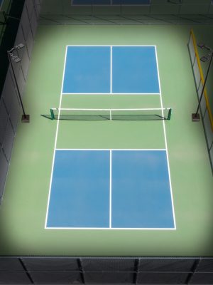 LED Lighting System for Pickleball Court.  Two Light Poles and Four LED Lights with Sports Optics