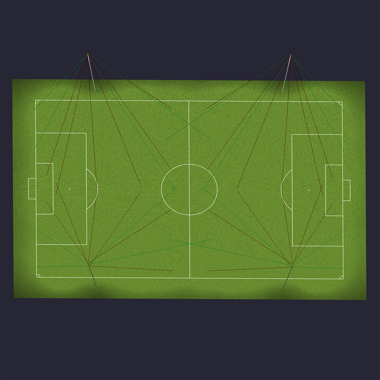 LED Lighting System For Soccer Field Four Light Poles and Forty LED Sport Lights