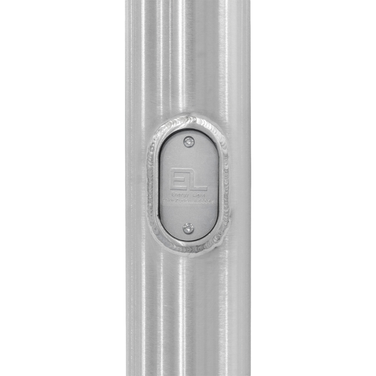 DSC1948__11045.1765896418.jpg 12 Foot Round Tapered Aluminum Anchor Base Light Pole, 5 Inch Diameter, 0.125 Inch Wall Thickness, Brushed Natural Aluminum Finish, Quick Ship