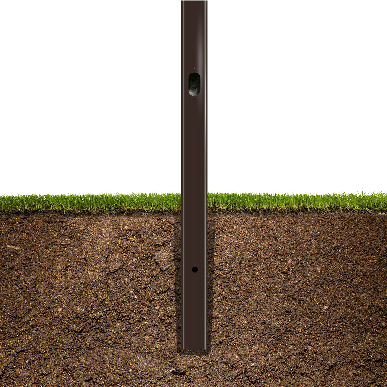Square-DarkBronze-DB__04566.1663202344.jpg Square Direct Burial Aluminum Pole 12 Foot Above Grade, 4 Inch Width, 0.188 Inch Wall Thickness
