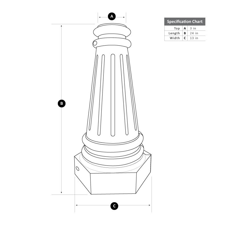 Oxford Series Anchor Base 3 Inch Round Aluminum Light Pole Assembly