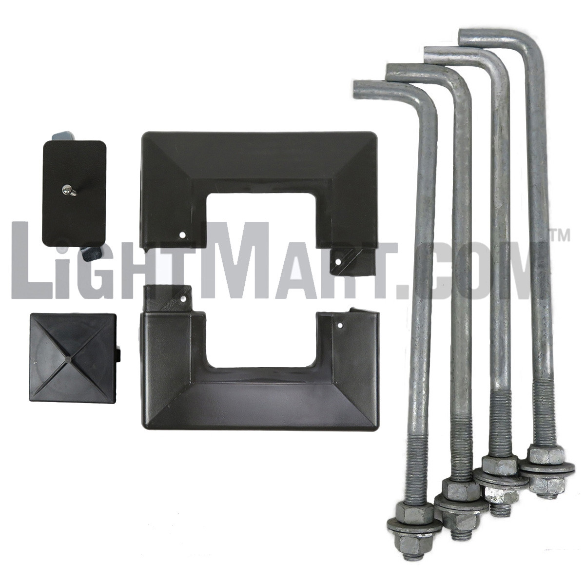 square_steel_pole_included_components_35__55485.1622631423.jpg 25 Foot Square Steel Light Pole, 4 Inch Width, 11 Gauge, Quick Ship