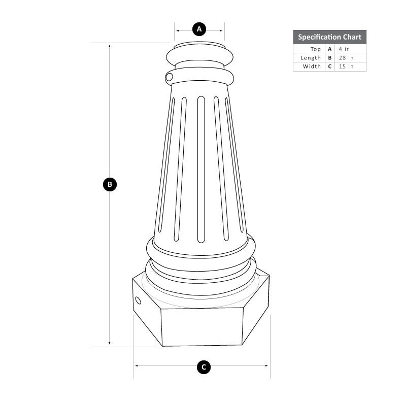 Stratford Series Anchor Base 4 Inch Round Aluminum Light Pole Assembly