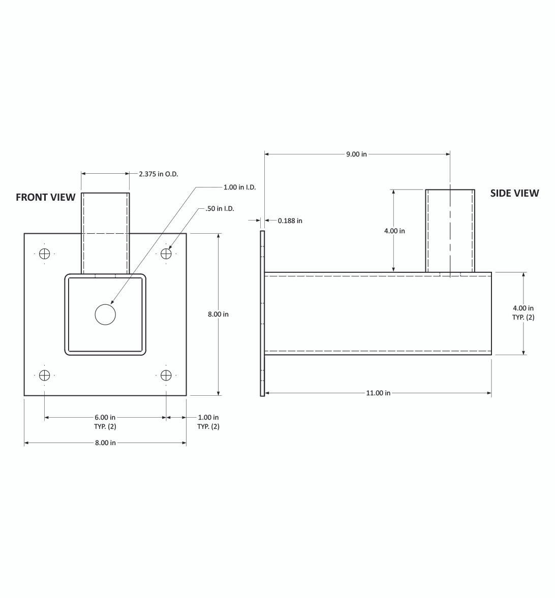 10087-Gallery-Dimensional-Drawing__67870.1622631438.jpg Tenon Arm for Wall Mounting