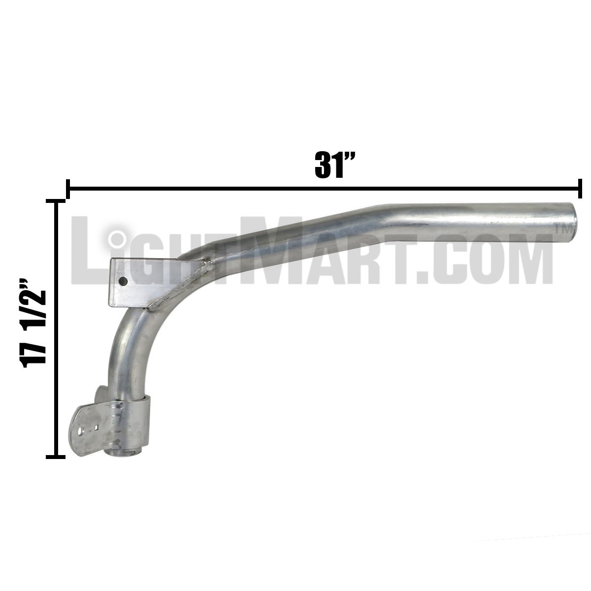 cantilever_bracket_aluminum_2.6_foot_side_dimensions__42133.1622629987.jpg 2.6 Foot Cantilever Style Wood Pole Bracket, 2 inch Diameter Aluminum Pipe