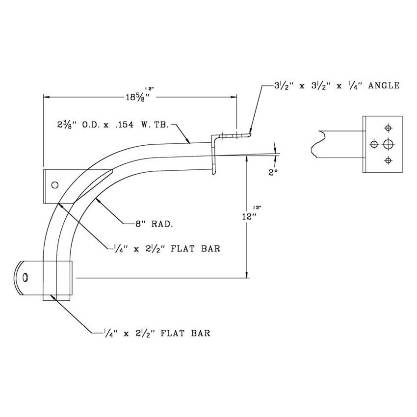 wpb1090dr__16289.1622629988.jpg 18 Inch Single Cross Arm Wood Pole Bracket, 2 Inch Diameter Steel Pipe
