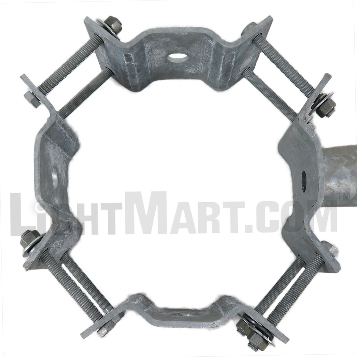 wrap_around_bracket_1_arm_top_view_1__13929.1622621539.jpg 1 Arm Wrap Around Bracket for Wood Poles with 10-13 Inch Diameter