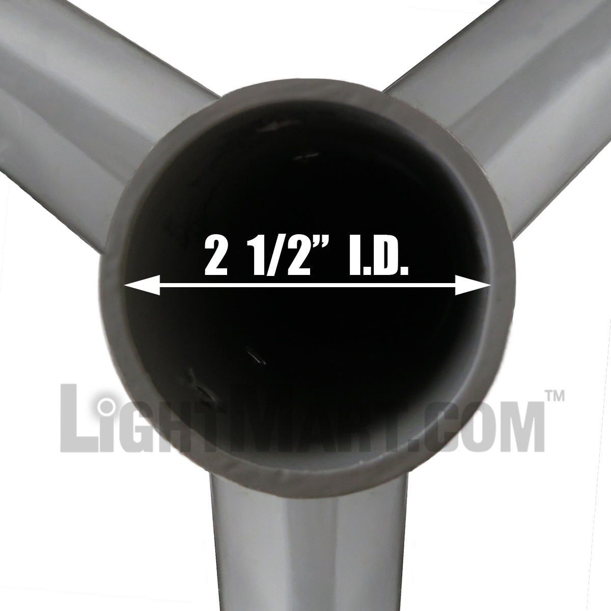 three_arm_upsweep_bracket_bottom_inner_dimension_1__42341.1622622352.jpg Upsweep Pole Top Bracket with Three 6 Foot Arms at 120 Degrees, Fits 2 3/8 Inch Tenon