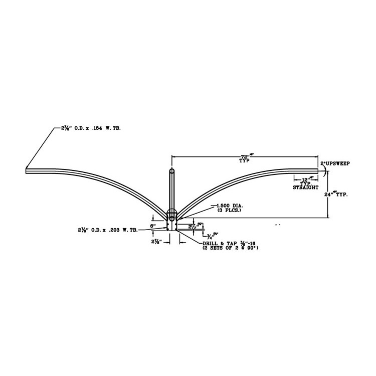 bru63.1__17461.1622619995.jpg Upsweep Pole Top Bracket with Three 6 Foot Arms at 120 Degrees, Fits 2 3/8 Inch Tenon